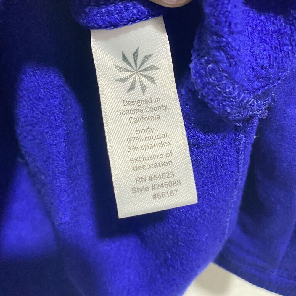Athleta Women's Scoop Neck Sweater Long Sleeve Keyhole Thumbs Blue SMALL - Picture 5 of 6